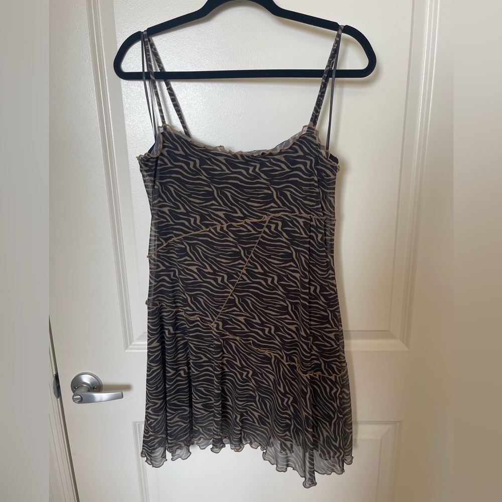 Urban outfitters black & brown zebra print mesh dress size large